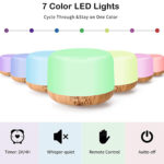 a wood base muji ultrasonic aroma diffuser in different colors