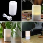 a white color muji portable aroma diffuser is spraying on desktop