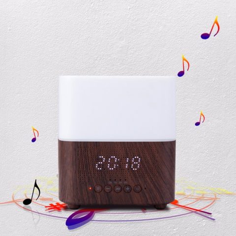 a aroma diffuser with bluetooth speaker and time display