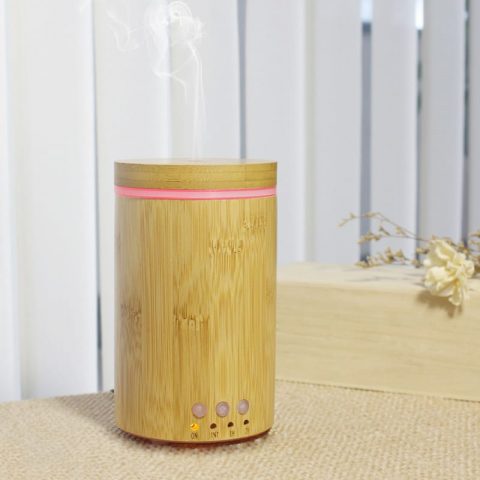a bamboo aroma diffuser on the desktop